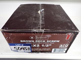 Ruspert Brown Deck Screws, 8x2-1/2 In. Nibbed Self Counter Sink Heads, 3000pcs.