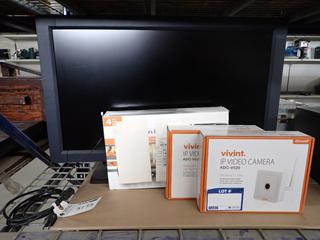 Mitsubishi 31 In. TV/Monitor, (2) Vivint IP Video Cameras, ADC-V520 & Trulink Video Switch for 2 Monitors, 35567.