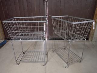(2) Rolling Wire Baskets. 28 In. x 18 In. x 37 In.