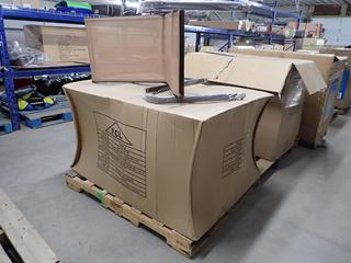 Hanging Basket Lounge Chair, Incomplete, Box 1 of 2 & Beige Outdoor Metal Chair.