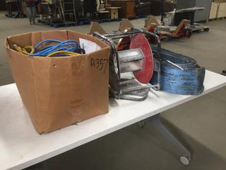 Quantity of Extension Cords, 6 In. Tow Strap and Hose Reel.