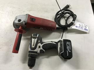 (1) Skil 9290 Grinder 120V c/w Diamond Blade and (1) Makita LXT 18V Drill c/w Battery.