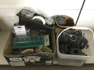 Quantity of Assorted Hooks, Spring Toggle Bolts, Plastic Anchors and Plastic PVC Fittings.