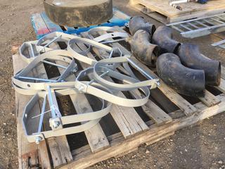 Quantity of Assorted Steel Pipe Elbows and Pipe Hangers.