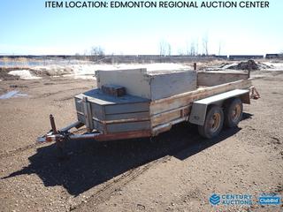 Fort Saskatchewan Location - 12 FT. T/A Custom Built Utility Trailer c/w Ramps, Storage Box, 2 5/16 In. Ball, 8-14.5LT Tires, 2 Ft. Beavertail, 5 Ft. 7 In. Wide *Note: No VIN*