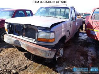 Selling Off-Site - 1993 Ford F-250 XL 4X4 Regular Cab Pickup c/w 5.8L V8, A/T, LT265/75R16 Tires, VIN 2FTHF26H0PCA66478 *Note: Damage, Flat Tires, Bill of Sale Only* **Located Offsite at 21220-107 Avenue NW, Edmonton, For More Information Contact Richard at 780-222-8309**