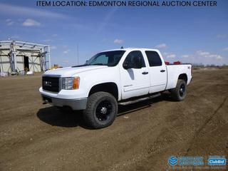 Fort Saskatchewan Location - 2011 GMC Sierra 2500 Crew Cab 4X4 Pickup c/w Vortec, A/T, A/C, LT235/65R18 Tires at 20%, Rears at 10%, 6 Ft. 5 In. Box, Showing 441,029 Kms, VIN 1GT120CG7BF231310 *Note: Engine Light On, Service Tire Monitor System Message* 