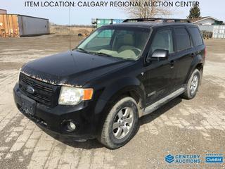 High River Location - 2008 Ford Escape 4x4 SUV c/w 3.0L V6, A/T, A/C, Heated Seats, Sunroof, Tow Hitch Receiver, 235/70R16 Tires, Showing 196,439, VIN 1FMCU94118KC93900