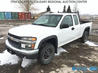 High River Location -  2007 Chevrolet Colorado LS Extended Cab 4x4 Pickup c/w 3.7L V6 Gas, A/T, Spray On Box Liner, Tow Hitch Receiver, 235/75R15 Tires, Showing 119,616 Kms, VIN 1GCDT19E478225594 *Note: Requires Repair, Transmission Leaks While Running*