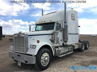 High River Location -  1998 Freightliner FLD120 T/A Truck Tractor c/w Detroit Series 60, Eaton Fuller 18 Spd, A/C, Sleeper, Air Ride Susp., 12,000 LB Front, 40,000 LB Rear Axles, GVWR 52,000 LBS, 11R24.5 Tires, Showing 900,696 Kms, VIN 2FUPDSZB9WA978778 *Note: Requires Repair.* 