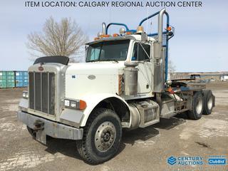 High River Location -  1992 Peterbilt 379 T/A Winch Tractor c/w Cat 3406 425 HP, 18 Spd, 12,800 LB Front, 40,000 LB Rear Axles, Hyd. Winch, Wet Kit, Plumbed, 315/80R22.5 Front, 11R24.5 Rear Tires, VIN 1XP5LB9X0ND323424