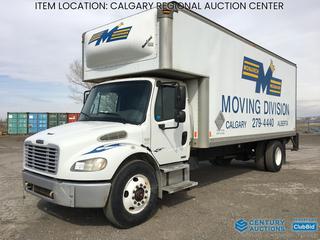 High River Location -  2005 Freightliner Business Class M2 S/A Van Body (Modified) Truck c/w Mercedes Benz 6.4L Turbo Diesel, 6 Spd, A/C, Air Ride Susp., Air Brakes, Hyd. Lift Tailgate, Roll Up Door, 20 Ft. Van Body, 11R22.5 Tires, Showing 557,972 Kms, VIN 1FVACXCT65HU08333 *Note: ABS Light On*