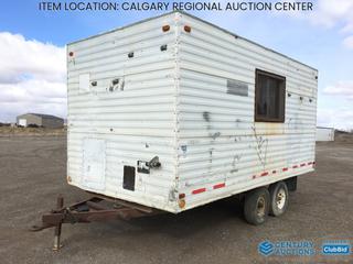 High River Location -  ATCO TC 8 Ft. x 16 Ft. T/A Pintle Hitch Office/Storage Trailer c/w Heater, LED Interior Lights, Panel, Eye Wash Station, 6 Pin Connector, (4) Shelving Racks, Side Windows, 7.00R15 Tires, VIN 01616010
