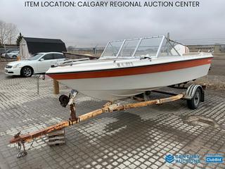 High River Location - Vanguard Boat c/w Sea-Horse 115 1632cc, EZ-Loader S/A Trailer c/w 4 Pin Connector , 4 - 7 Pin Adaptor, B78-13 Tires, Boat S/N 2H41973, Trailer S/N 012806. **Note: Cracks and Dents on Hull** 