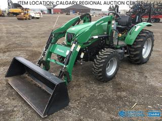 High River Location - Montana U4384 Tractor c/w 4 Cyl Diesel, ROPS, 72 In. Bucket, 540 PTO, 3 Point Hitch, Work Lights, 12-16.5 Front, 17.5-24 Rear Tires, Showing 500 Hours, S/N 2135010706