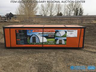 High River Location - Unused TMG-ST4060E Peak Ceiling Storage Shelter, 40 Ft. x 60 Ft. x 22 Ft, Door Dimensions 13 Ft. x 16 Ft.