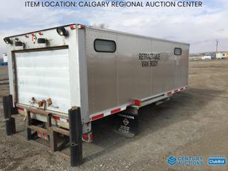 High River Location - Kitamura 15 Ft. Retractable Van Body c/w Brake & Single Lights, Roll Up Door. *Note: Back Roll Up Door Won't Open*.