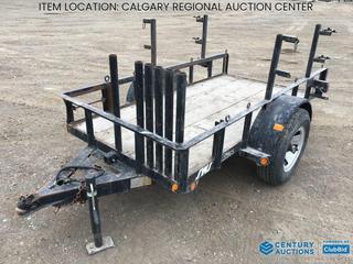 High River Location - 1996 P.J. Trailers 4 Ft X 8 Ft. S/A Utility Trailer c/w Wooden Tilt Deck, 1,320 KG Axle, 4 Pin Connector, 2"Ball, 205/75/15 Tires, VIN 4P5HH0819T1110932