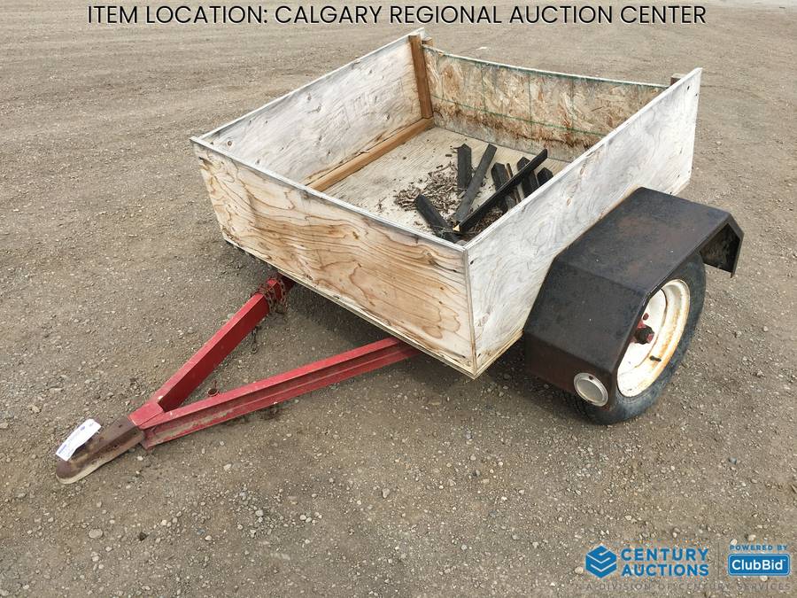 High River Location - Custombuilt 4 Ft. x 4 Ft. S/A Utility Trailer c/w 2" Ball, Wooden Box, 85/75/14 Tires. No VIN
