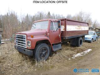 Selling Off-Site - 1980 International 1724 S/A Dump Truck c/w MV-404, 5 Spd, 10.00-20 Tires, Dually, PTO, 176 In. W/B, 16 Ft. Dump Box, Showing 94,846 Kms, VIN AA172K0A17792 *Note: Running Condition Unknown* **Located Offsite Near Sherwood Park, AB, For More Information Contact Connor at 780-218-4493**