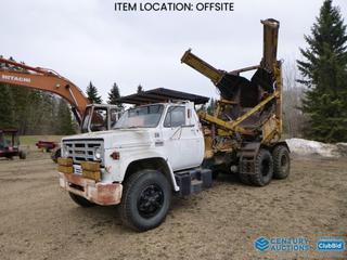 Selling Off-Site - 1979 GMC Sierra 7000 T/A Tree Spade Truck c/w V8, 5 Spd, 10.00-20 Tires, PTO, Storage Cabinet, Front Axle Rating 10,860 Lb, Rear Axle Rating 34,000 Lb, GVWR 44,860 Lb, 188 In. W/B, Hydraulic Vermeer TS-66T Tree Spade, 8 Ft. Opening, Showing 40,874 Kms, VIN T47DE9V556540  *Note: BC Registered* **Located Offsite Near Sherwood Park, AB, For More Information Contact Connor at 780-218-4493** 