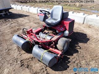 Fort Saskatchewan Location - Toro Greensmaster 3000-D Greens Mower c/w Diesel, (3) 22 In. Reels, Turf Tires, 18x9.5-8, Showing 4904 Hours, SN 04375-30408 *Note: Boost to Start*