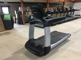 Life Fitness 95T Elevation Series Treadmill c/w FlexDeck Shock Absorption System, 0-15% Incline, 0.5-14mph, Interactive Workouts & 19 In. Discover SE Console, 120V, 20 Amp Plug, S/N AST171958.