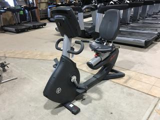Life Fitness 95R Inspire Recumbent Bike c/w Wide Ride Pedals, Programmed & Interactive Workouts, 25 Resistance Levels & 16 In. Discover Console, S/N RUC100180.