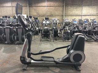Life Fitness 95X Inspire Elliptical Cross Trainer w/ 7 In. Touch Screen & Programmable Workouts c/w Life Fitness 17 In. Console. S/N Cannot Verify. **Note: Damage to Trim & Foot Pedal.**