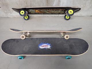 (2) Skateboards & (1) Longboard.