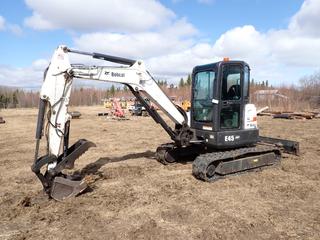 2014 Bobcat E45 Excavator C/w Kubota Model V2403-M-D1-ET03 2.4L Engine, STD/ISO Operation Pattern, CAB, Positive Air Shut Off, 15in Hyd Thumb, 78in Blade, 18in Dig Bucket And 16in Rubber Tracks. Showing 2588hrs. SN AG3G14113 