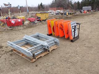Qty Of Assorted Road Signs C/w Qty Of Sign Bases