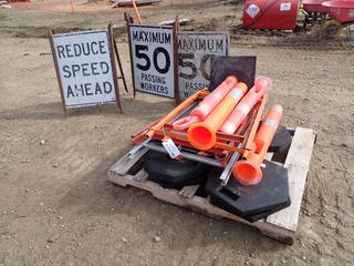 Qty Of Delineators, Bases, Road Signs And Stands