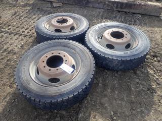 Qty Of (3) Goodyear 225/70 R19.5 Tires w/ 10-Bolt Rims