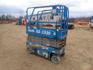 2008 Genie GS-1930 500lb Cap. Electric Scissor Lift C/w 19ft Max Platform Height And 24V Industrial Battery Charger. Showing 259hrs. SN GS3008B-93633 