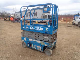 2008 Genie GS-1930 500lb Cap. Electric Scissor Lift C/w 19ft Max Platform Height And 24V Industrial Battery Charger. Showing 362hrs. SN GS3008B-94961