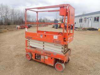 2008 Snorkel S1930 500lb Cap. Electric Scissor Lift C/w 19ft Max Platform Height And 24V Industrial Battery Charger. Showing 155hrs. SN 5080809040