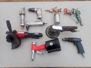Qty Of Assorted Pneumatic Tools Includes: Bosch Drill, Palm Sander, CP Nibbler, Drill, VT Grinder And Jet Rivet Tool
