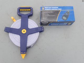 Powerfist Digital Tachometer C/w 300ft Measuring Tape