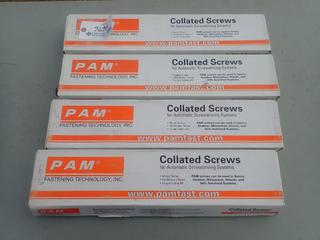 (2) Boxes Of P.M.A #6 X 1 1/4in #2 Phillips Drive Collated Screws C/w (2) Boxes Of #8 X 1 1/2in Wood Collated Screws