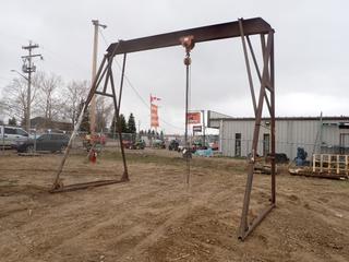 16ft X 10ft X 172in Gantry Crane C/w 5-Ton Beam Trolley And Chain Fall. *Note: Buyer Responsible For Loadout, This Item Is Located At 24 Nipewon Rd, Lac La Biche*