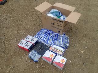 Qty Of Hard Hats, Sweat Bands, Safety Glasses, Kuny's Tool Holders, Ear Plugs, Safety Goggles And Ear Muffs