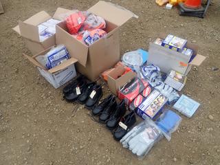 Qty Of Hard Hats, Safety Glasses, Suspenders, Safety Shoes,Gloves, Sweat Bands, Ear Muffs And Forestry Visors
