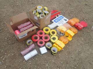 Qty Of Caution And Danger Tape C/w Assorted Ribbon, Safety Signs, Triangle Flare Kit And Safety Reflective Lights