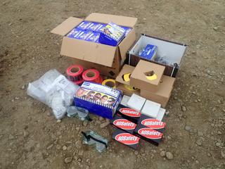 Qty Of Caution And Danger Tape C/w Ear Muffs, Safety Glasses, Labels And Safety Goggles