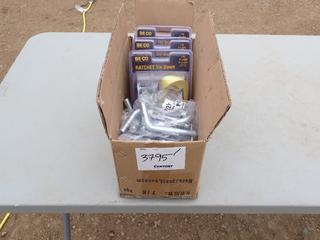 Qty Of (3) 1in X 15ft Ratchet Straps C/w Qty Of 5/8in X 3in Bent Hitch Pins *Unused*