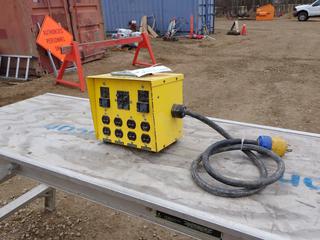 Construction Electrical Products Model 6503GU 125/250V Single Phase Temporary Power Distribution Box C/w Power Cable. SN 1441