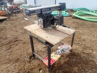 Eaton Tecomaster 2000 10in Radial Arm Saw C/w 3ft X 2ft X 29in Stand And Qty Of Blades
