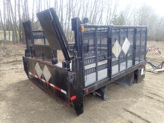 10ft X 8ft X 6ft Truck Deck C/w Expanded Metal Cage, Electric Over Hydraulic 2000lb Power End Gate And 2ft X 20in Storage Compartment. *Note: Side Door Broken, Buyer Responsible For Loadout*