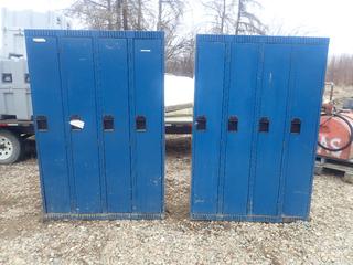 (2) Banks Of 4ft X 15in X 6ft 4-Door Storage Lockers *Note: Has Dents*